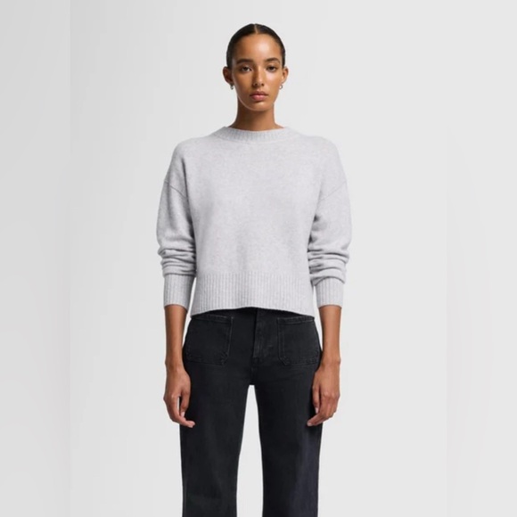 7 For All Mankind Cashmere Blend Crewneck Sweater White Sand - Picture 4 of 8